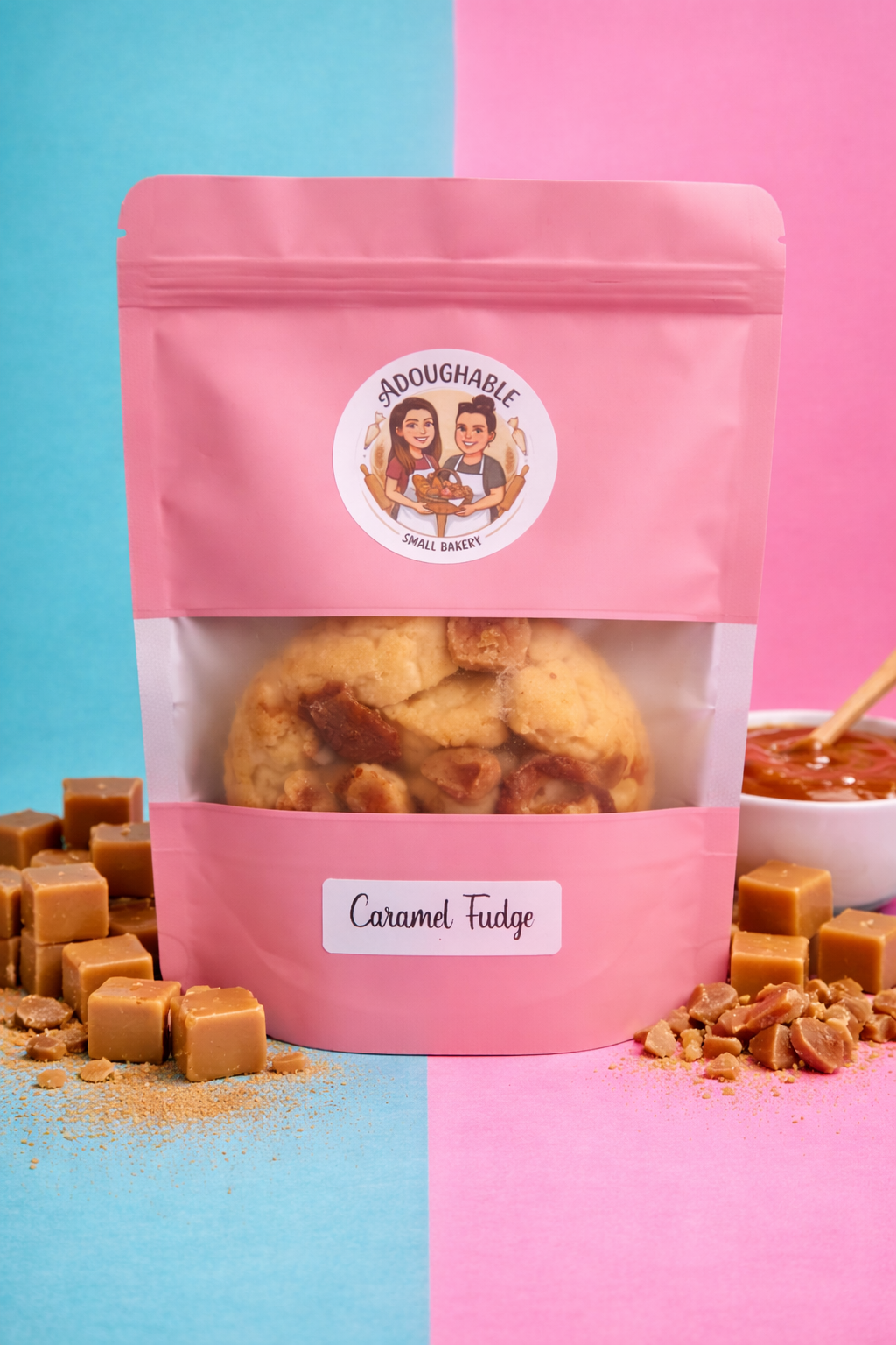 Caramel fudge stuffed cookie