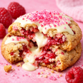 Raspberry cupcake stuffed cookie